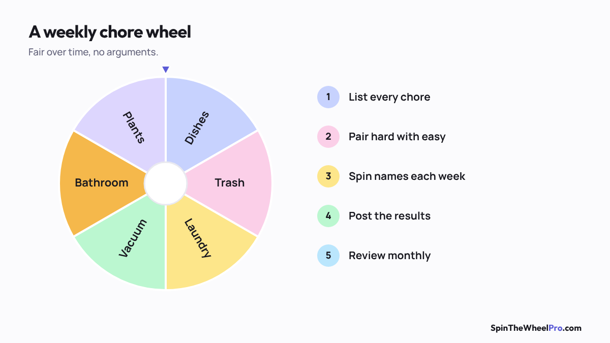 Diagram of a weekly chore wheel routine